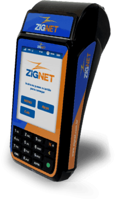 Zignet card machine represented by blue and orange colors model s920